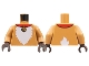 Part No: 973pb4870c01  Name: Torso Red Collar with Gold Sleighbell, White Fur Chest and Tail Pattern / Medium Nougat Arms / Dark Brown Hands