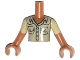Lot ID: 340738194  Part No: FTBpb006c01  Name: Torso Mini Doll Boy Tan Shirt with Breast Pockets Pattern, Medium Nougat Arms with Hands with Tan Short Sleeves