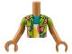 Part No: FTBpb078c01  Name: Torso Mini Doll Boy Lime Shirt with Coral and Dark Turquoise Watermelon Slices Pattern, Medium Nougat Arms with Hands with Lime Short Sleeves