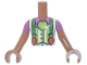 Part No: FTBpb148c01  Name: Torso Mini Doll Boy Lime and White Striped Vest over Dark Pink Shirt, Bright Green Suspenders with Carrot Clasps Pattern, Medium Nougat Arms with Hands with Dark Pink Short Sleeves