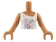 Part No: FTGpb010c01  Name: Torso Mini Doll Girl White Vest Top with Squares Pattern, Medium Nougat Arms with Hands