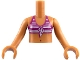 Lot ID: 390260883  Part No: FTGpb020c01  Name: Torso Mini Doll Girl Magenta Bikini Top with White Stripes, Navel Pattern, Medium Nougat Arms with Hands
