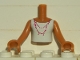 Lot ID: 325849695  Part No: FTGpb036c01  Name: Torso Mini Doll Girl White Vest Top with Magenta Necklace Pattern, Medium Nougat Arms with Hands