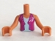 Lot ID: 409368536  Part No: FTGpb092c01  Name: Torso Mini Doll Girl Magenta Open Vest with Gold Dots over Light Aqua Top Pattern, Medium Nougat Arms with Hands