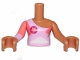 Lot ID: 312387691  Part No: FTGpb226c01  Name: Torso Mini Doll Girl Bright Pink Top, Triangles and Stars Pattern, Medium Nougat Arms with Hands with Bright Pink and Coral Right Sleeve