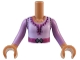 Part No: FTGpb444c01  Name: Torso Mini Doll Girl Lavender Top with Magenta Belt, Medium Blue Buckle and Dark Purple Triangles, Dots and Laces Pattern, Medium Nougat Arms and Hands with Medium Lavender Long Sleeves