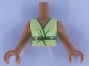 Lot ID: 317343127  Part No: FTWpb298c01  Name: Torso Mini Doll Woman Yellowish Green Dress Top with Gold Belt Pattern, Medium Nougat Arms with Hands