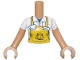 Part No: FTWpb384c01  Name: Torso Mini Doll Woman Bright Light Orange Apron over Shirt, White Coffee Cup, Croissant on Back Pattern, Medium Nougat Arms with Hands with White Short Sleeves
