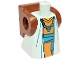 Part No: 100453pb02  Name: Body Short Dress with Arm Pin Holes with Molded Reddish Brown Backpack and Printed White Spirals, Orange Shirt, Yellow Neck, Dark Azure Sash Belt, and Necklace Pattern