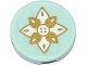 Part No: 14769pb078  Name: Tile, Round 2 x 2 with Bottom Stud Holder with Flower with Gold and White Petals Pattern (Sticker) - Set 41078