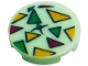 Part No: 14769pb370  Name: Tile, Round 2 x 2 with Bottom Stud Holder with Cushion with Dark Turquoise, Magenta, and Bright Light Orange Triangles Pattern (Sticker) - Set 41344