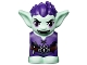 Part No: 28614pb05  Name: Body / Head Goblin with Pointed Ears, Dark Purple Spiked Hair and Tunic with Utility Belt with Goblin Eye Buckle, Hammer and Nails Pattern
