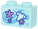 Part No: 3004pb360  Name: Brick 1 x 2 with Washing Powder Box with Bright Light Blue Dots and Waves, Bright Pink Flowers, White T-Shirt Pattern (Sticker) - Set 42670