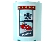 Part No: 30562pb097L  Name: Cylinder Quarter 4 x 4 x 6 with Red Strip of Lights, Sports Car, Dark Blue Ferris Wheel Silhouette and White Writing Pattern Model Left Side (Sticker) - Set 41448