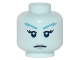 Part No: 3626cpb1586  Name: Minifigure, Head Female Jagged Dark Azure Eyebrows, White at Sides of Eyes, Silver Lips Pattern - Hollow Stud