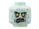 Part No: 3626cpb2861  Name: Minifigure, Head Alien Zombie, Black Eyebrows, Yellow Eyes, Open Mouth Showing Teeth, Dark Bluish Gray Splotches Pattern - Hollow Stud