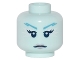 Part No: 3626pb1586  Name: Minifigure, Head Female Jagged Dark Azure Eyebrows, White at Sides of Eyes, Silver Lips Pattern