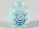 Part No: 3626pb2463  Name: Minifigure, Head Alien Female Bright Light Blue Long Eyelashes and Cheek Lines, White Eyes, Blue Open Mouth Smile with Teeth Parted and Fangs Pattern