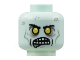 Part No: 3626pb2861  Name: Minifigure, Head Alien Zombie, Black Eyebrows, Yellow Eyes, Open Mouth Showing Teeth, Dark Bluish Gray Splotches Pattern