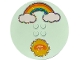 Part No: 6177pb024  Name: Tile, Round 8 x 8 with 4 Studs in Center with Holographic Mirrored Sun with Face and Rainbow with Clouds Pattern (Stickers) - Set 41255
