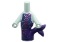 Part No: 65213pb03  Name: Micro Doll, Body Mermaid with Molded Dark Purple Tail and Printed Dark Turquoise and Metallic Pink Scales Pattern