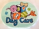 Lego part: Tile, Round 6 x 8 Oval with Dark Azure 'Day Care', Dog Bone, Yarn Ball, Blocks and Paw Prints Pattern (Sticker) - Set 41718