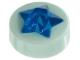 Part No: 72046pb02  Name: Tile, Round 1 x 1 x 2/3 with Molded Trans-Dark Blue Star Pattern