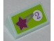 Part No: 85984pb025  Name: Slope 30 1 x 2 x 2/3 with Star and Purple Number 2 in White Circle on Lime Background Pattern (Sticker) - Set 41007