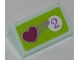 Part No: 85984pb026  Name: Slope 30 1 x 2 x 2/3 with Heart and Purple Number 2 in White Circle on Lime Background Pattern (Sticker) - Set 41007