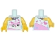 Part No: 973pb2802c01  Name: Torso Female Outline Dress with Pink Unikitty, Hearts, Stars and Beaded Necklace Pattern / Yellow Arms / Yellow Hands