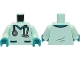 Part No: 973pb4354c01  Name: Torso Hospital Scrubs with Dark Turquoise Pockets and Collar and Sand Blue and Silver Stethoscope Pattern / Light Aqua Arms / Dark Turquoise Hands