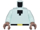 Part No: 973pb5464c01  Name: Torso Pixelated Black Neck and Belt with Yellow Buckle Pattern / Light Aqua Arms / Medium Brown Hands