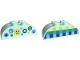 Part No: 98223pb040  Name: Duplo, Brick 2 x 4 Slope Curved Double with Blue, Bright Green, Lavender, Medium Azure, and Yellow Emoticons / Checkered Plaid Pattern