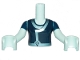 Lot ID: 233067439  Part No: FTGpb235c01  Name: Torso Mini Doll Girl Dark Blue Tunic with Silver Blue Rim Pattern, Light Aqua Arms with Hands with Dark Blue Sleeves
