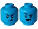 Part No: 28621pb0132  Name: Minifigure, Head Dual Sided Alien Black Eyebrows, Blue Beard Stubble, White Sharp Tooth, Angry Frown / Open Mouth Smile, Right Raised Eyebrow Pattern - Vented Stud