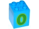 Part No: 31110pb129  Name: Duplo, Brick 2 x 2 x 2 with Number 0 Green Pattern