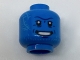 Part No: 3626cpb1807  Name: Minifigure, Head Alien with Black Eyes, Medium Azure Scars and Stubble, Dark Blue Forehead Crease and Dimples, Open Mouth Smile with White and Silver Teeth Pattern - Hollow Stud