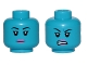 Part No: 3626pb1858  Name: Minifigure, Head Dual Sided Alien Female Black Eyebrows and Pink Lips, Neutral / Angry Pattern (SW Aayla Secura)