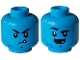 Part No: 3626pb3449  Name: Minifigure, Head Dual Sided Alien Black Eyebrows, Blue Beard Stubble, White Sharp Tooth, Angry Frown / Open Mouth Smile, Right Raised Eyebrow Pattern