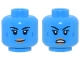 Part No: 3626pb3923  Name: Minifigure, Head Dual Sided Alien Female SW Twi'lek with Black Eyebrows, Nougat Lips, Blue Cheek Lines, Neutral / Angry Open Mouth Frown with Teeth Pattern