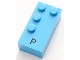 Lot ID: 367426393  Part No: 60230pb01  Name: Brick, Braille 2 x 4 with 4 Studs with Black Capital Letter P Pattern (dots-1234 ⠏)