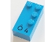 Lot ID: 398100779  Part No: 60329pb01  Name: Brick, Braille 2 x 4 with 4 Studs with Black Capital Letter O with Circumflex (Ô) / Number 4 Pattern (dots-1456 ⠹) (French with Antoine Numbers)