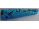 Part No: 64393pb039  Name: Technic, Panel Fairing # 6 Long Smooth, Side B with Black 'LT-42074' and Compass Point on Dark Azure Background Pattern (Sticker) - Set 42074