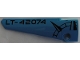 Part No: 64681pb039  Name: Technic, Panel Fairing # 5 Long Smooth, Side A with Black 'LT-42074' and Compass Point on Dark Azure Background Pattern (Sticker) - Set 42074