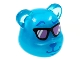 Part No: 77188pb01  Name: Minifigure, Head, Modified Bear with Trans-Light Blue Coating, Blue Eyebrows, Nose and Mouth, Sunglasses with Medium Lavender Lenses Pattern