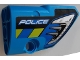 Part No: 87086pb075  Name: Technic, Panel Fairing # 2 Small Smooth Short, Side B with Silver Headlight, Blue and Lime Diagonal Stripes and 'POLICE' Pattern (Sticker) - Set 42091