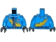 Part No: 973pb1657c01  Name: Torso Racing Jacket with Zipper and Yellow Lightning Bolt Pattern / Dark Azure Arms / Dark Bluish Gray Hands