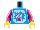 Part No: 973pb4979c01  Name: Torso White Tummy with Starburst Explosion and Magenta Slushy Cup with Lid and Straw Pattern / Magenta Arms / Yellow Hands