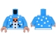 Part No: 973pb6302c01  Name: Torso Pixelated Holiday Sweater with White, Orange and Black Snow Golem and Snowflakes Pattern / Dark Azure Arms / Nougat Hands