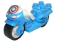 Part No: dupmc3pb07  Name: Duplo Motorcycle with Rubber Wheels, Headlights and Captain America Star Pattern